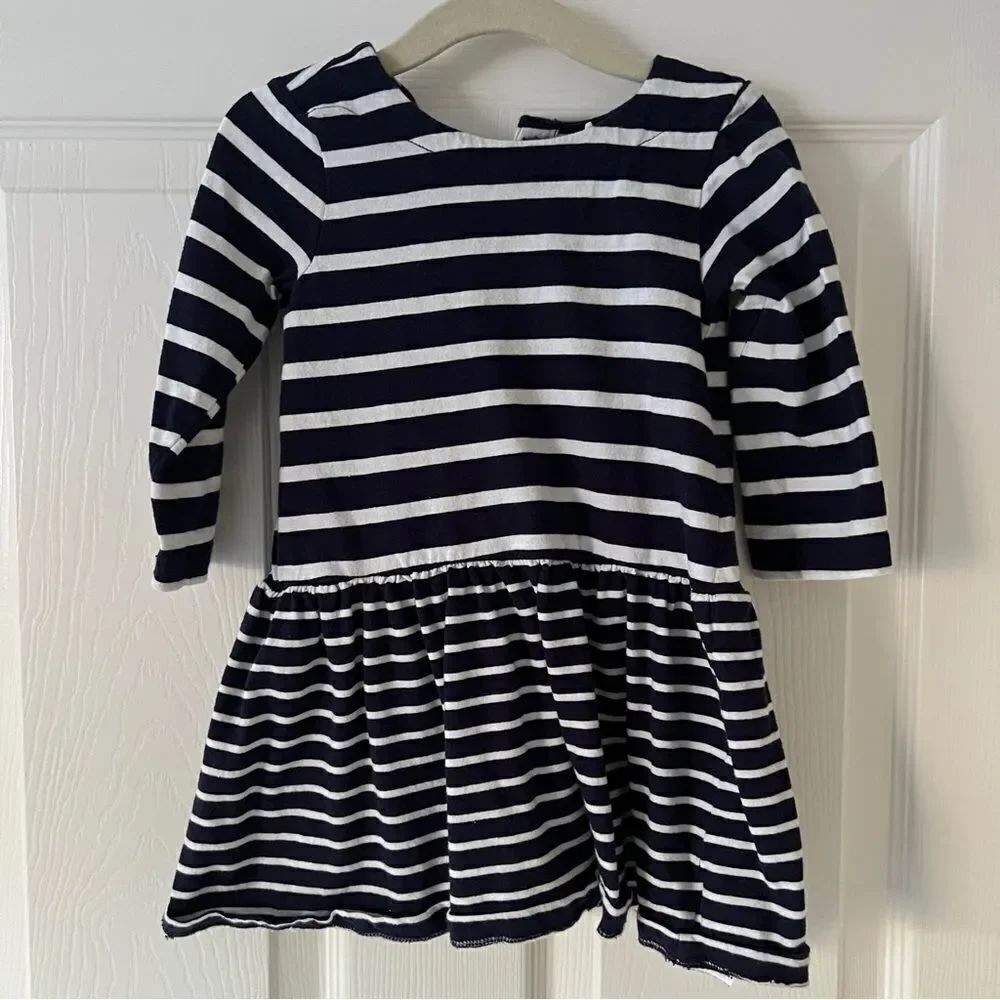 Babyย Gap Toddler PrintโFit and Flare Dress Navy Stripes 3TโEUC